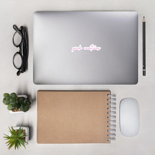 pink creatures title sticker