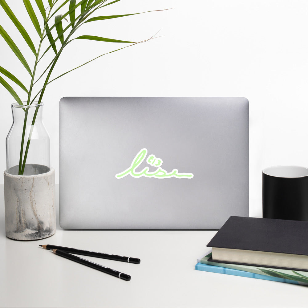 lise butterfly logo in green sticker
