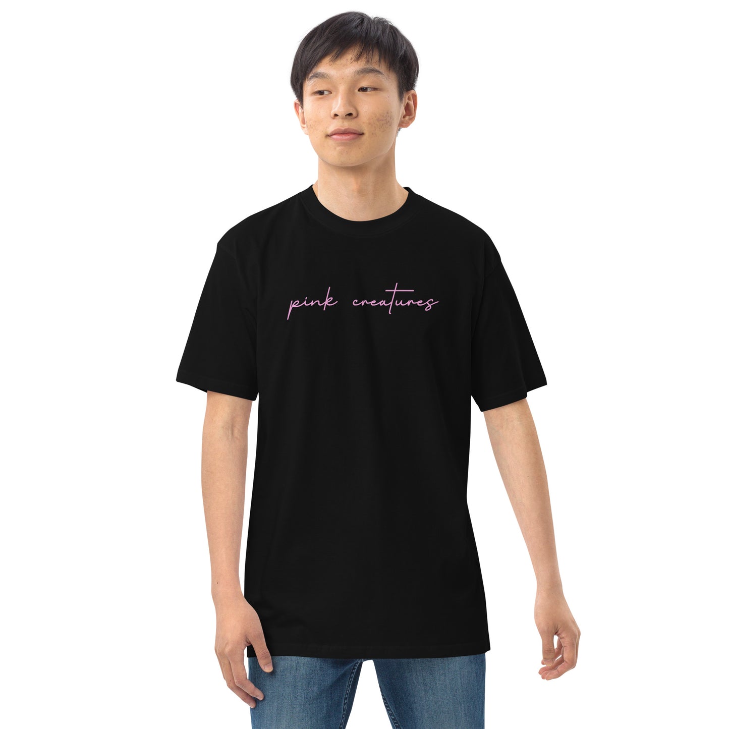 pink creatures title in pink tee