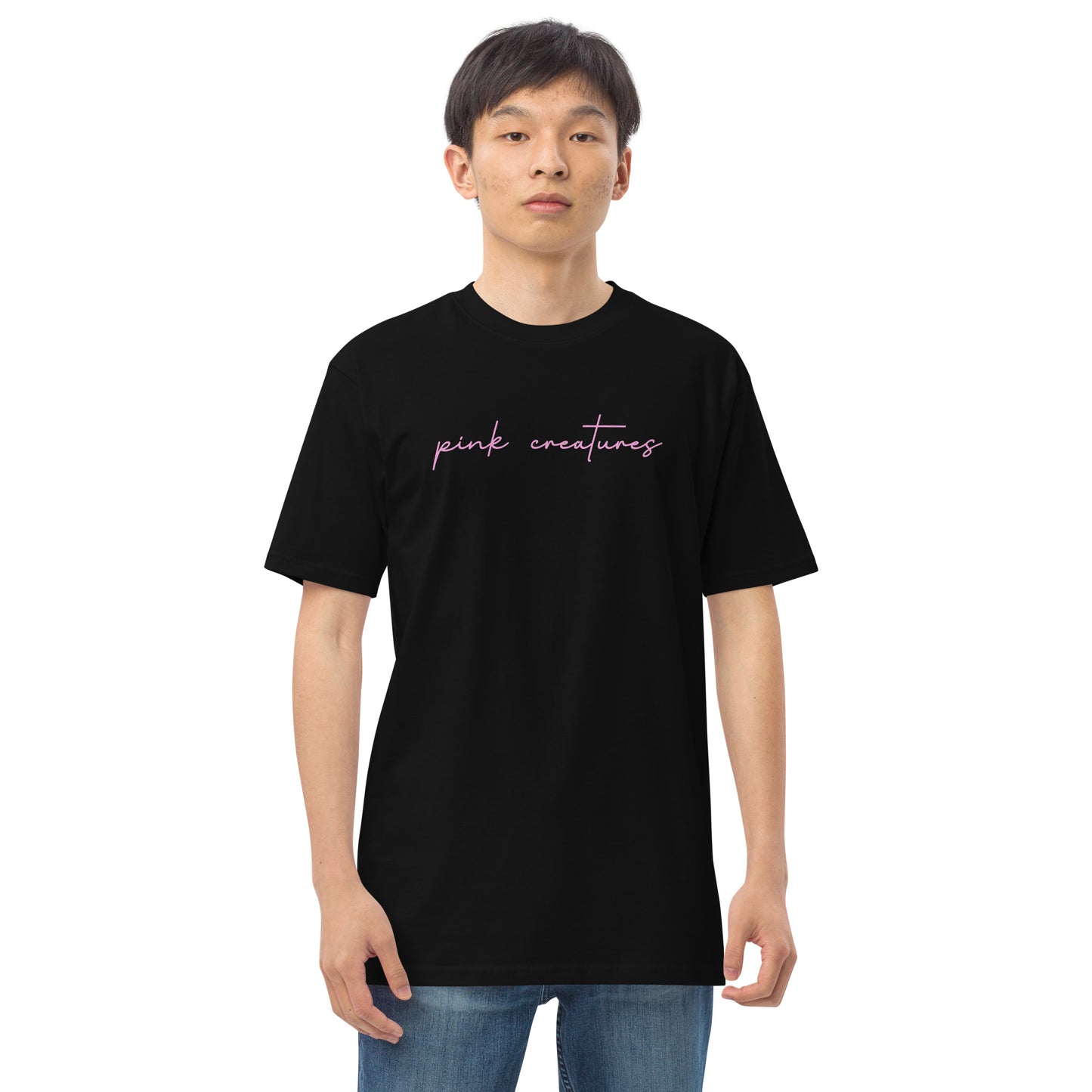 pink creatures title in pink tee