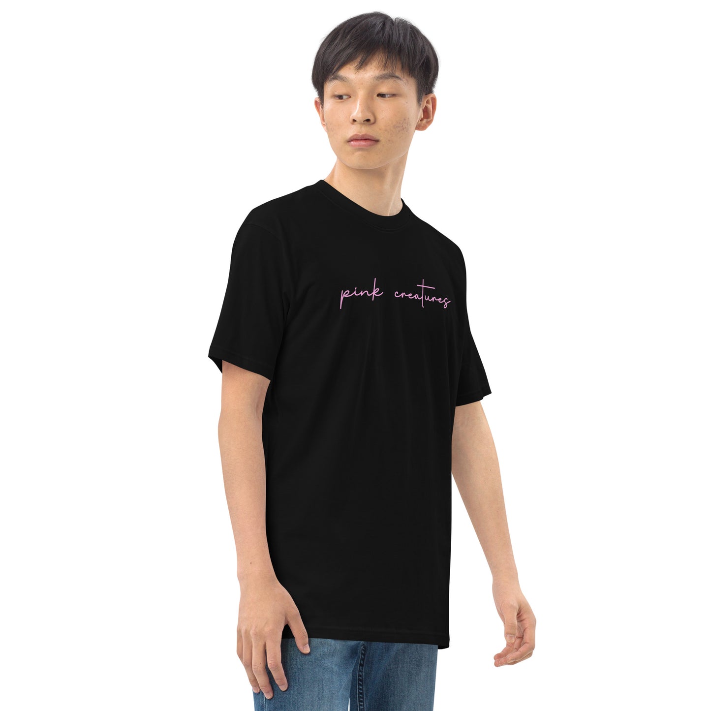 pink creatures title in pink tee