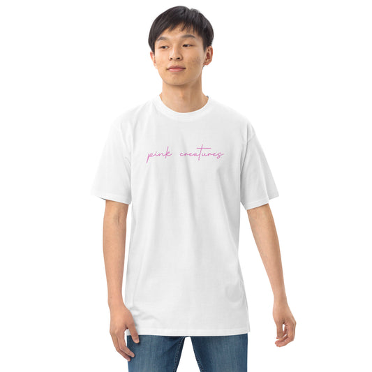 pink creatures title in pink tee