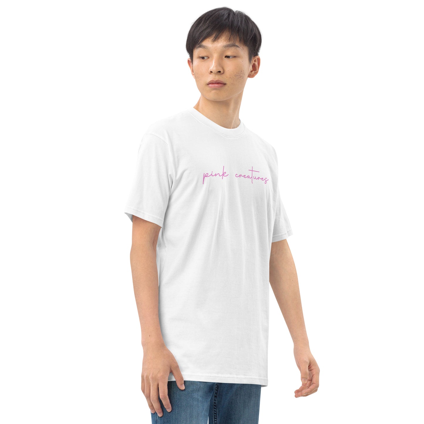 pink creatures title in pink tee